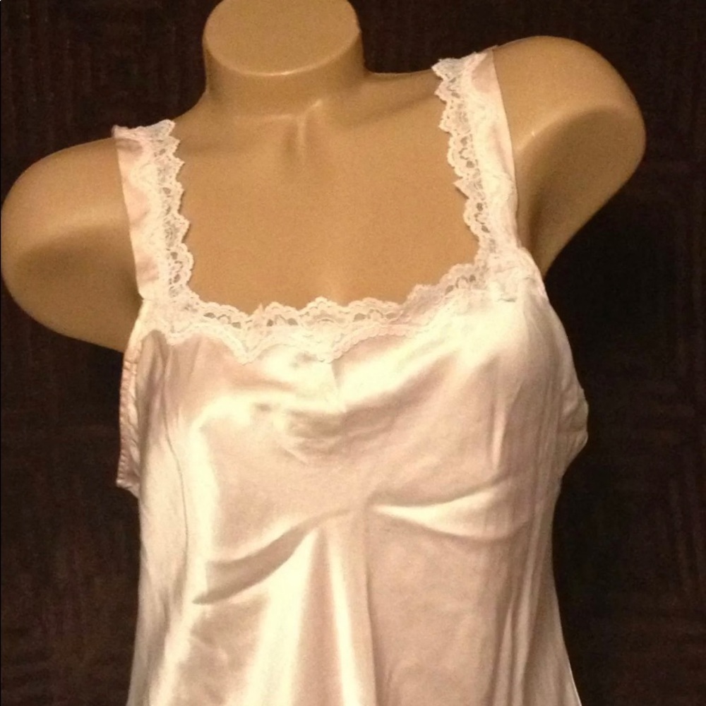 Vntg Olga Silk Chemise or Slip light pink w lace Retro collectible sissy wear